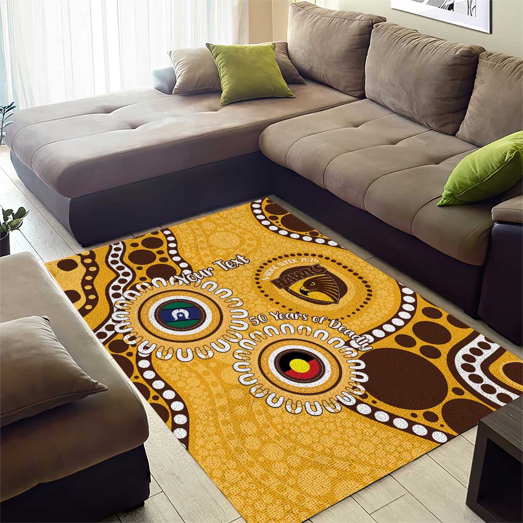 Hawthorn NAIDOC 2026 Personalised Area Rug 50 Years of Deadly Aboriginal Art