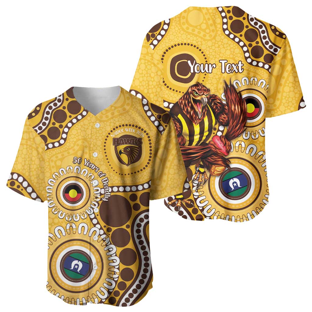 Hawthorn NAIDOC 2026 Personalised Baseball Jersey 50 Years of Deadly Aboriginal Art