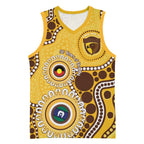 Hawthorn NAIDOC 2026 Personalised Basketball Jersey 50 Years of Deadly Aboriginal Art