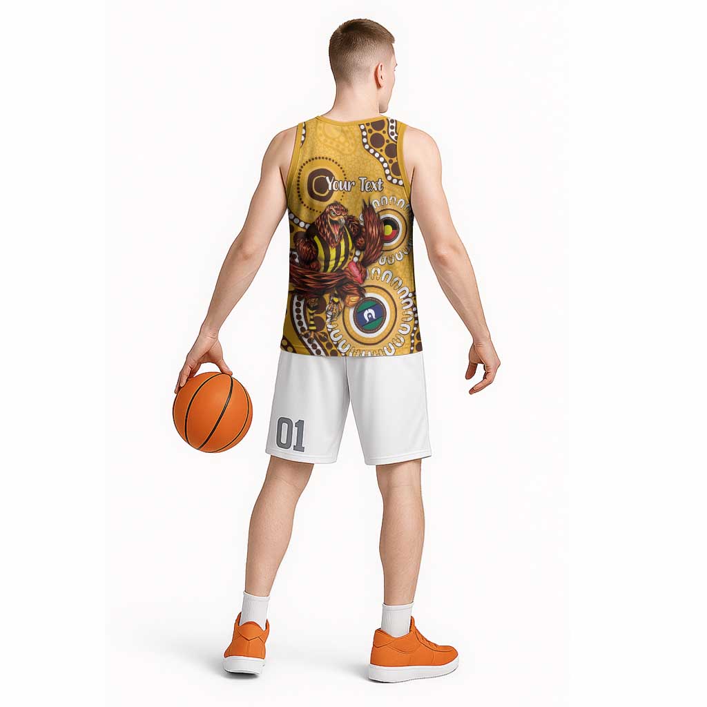 Hawthorn NAIDOC 2026 Personalised Basketball Jersey 50 Years of Deadly Aboriginal Art