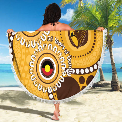 Hawthorn NAIDOC 2026 Personalised Beach Blanket 50 Years of Deadly Aboriginal Art