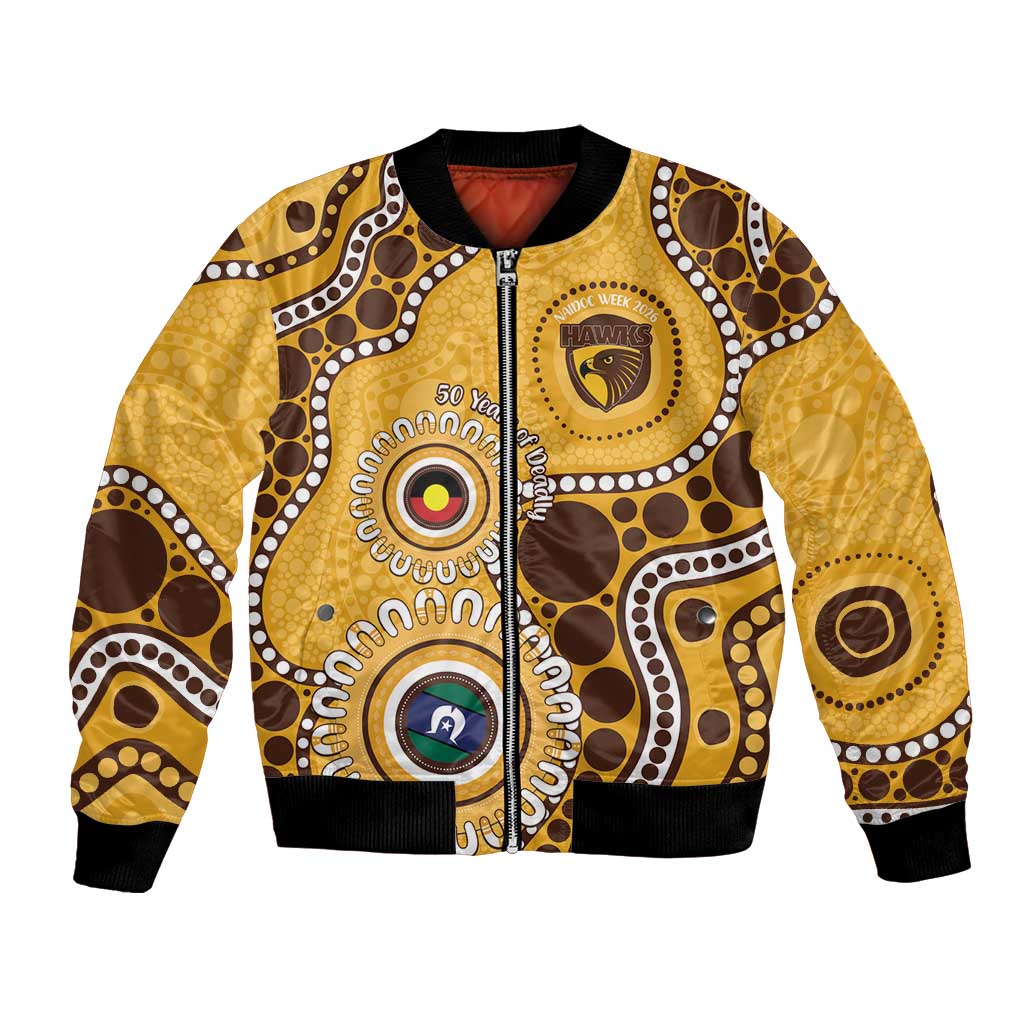 Hawthorn NAIDOC 2026 Personalised Bomber Jacket 50 Years of Deadly Aboriginal Art