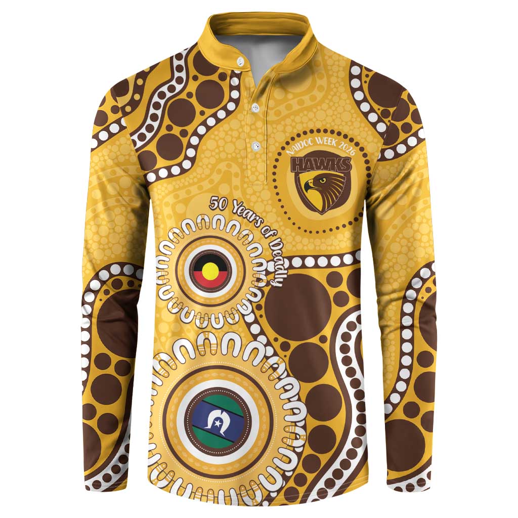 Hawthorn NAIDOC 2026 Personalised Button Sweatshirt 50 Years of Deadly Aboriginal Art