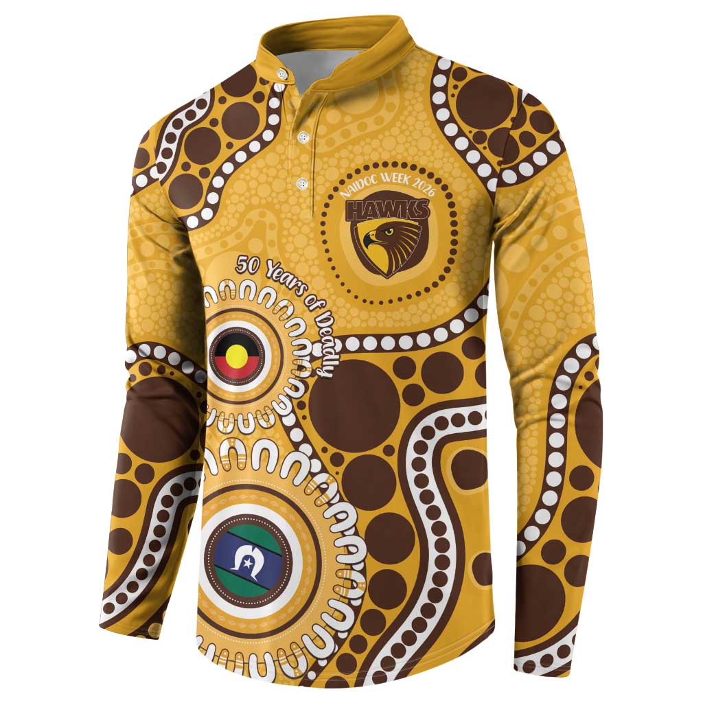 Hawthorn NAIDOC 2026 Personalised Button Sweatshirt 50 Years of Deadly Aboriginal Art