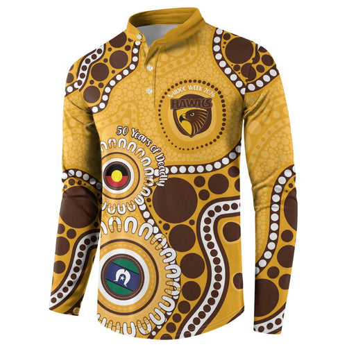 Hawthorn NAIDOC 2026 Personalised Button Sweatshirt 50 Years of Deadly Aboriginal Art