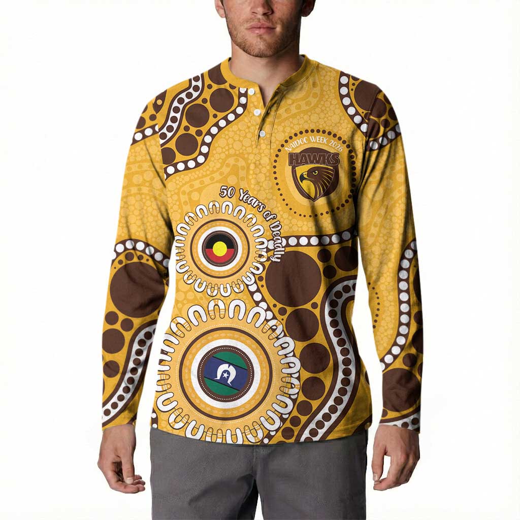 Hawthorn NAIDOC 2026 Personalised Button Sweatshirt 50 Years of Deadly Aboriginal Art