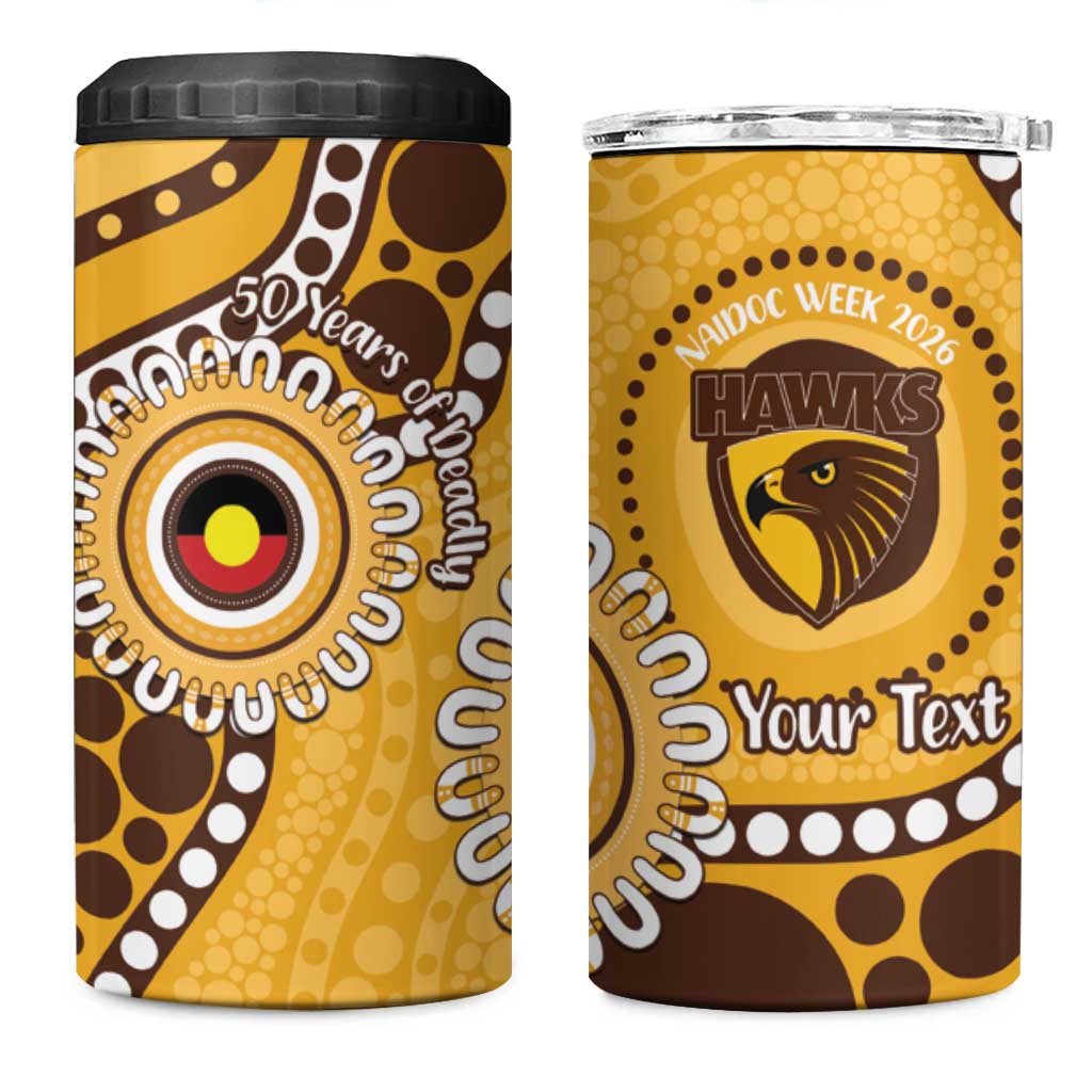 Hawthorn NAIDOC 2026 Personalised 4 in 1 Can Cooler Tumbler 50 Years of Deadly Aboriginal Art