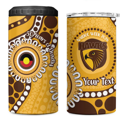 Hawthorn NAIDOC 2026 Personalised 4 in 1 Can Cooler Tumbler 50 Years of Deadly Aboriginal Art