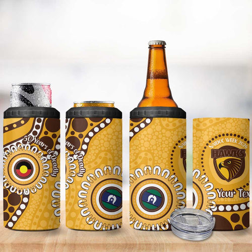 Hawthorn NAIDOC 2026 Personalised 4 in 1 Can Cooler Tumbler 50 Years of Deadly Aboriginal Art
