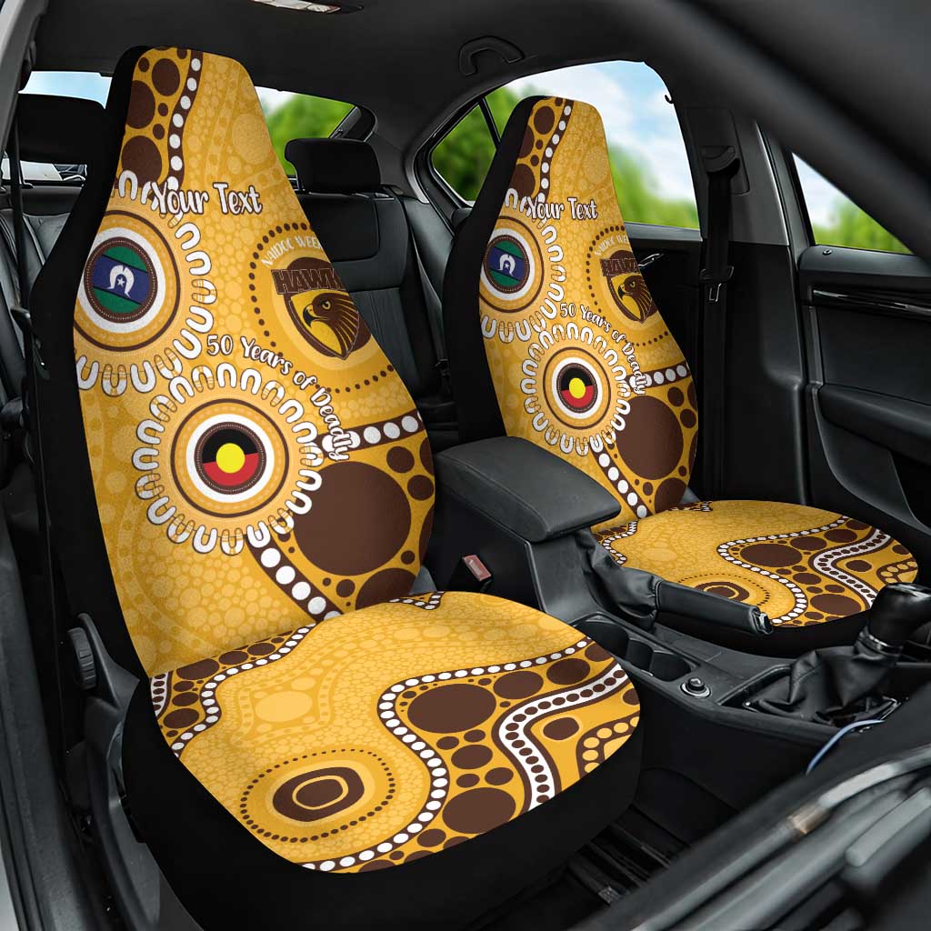 Hawthorn NAIDOC 2026 Personalised Car Seat Cover 50 Years of Deadly Aboriginal Art