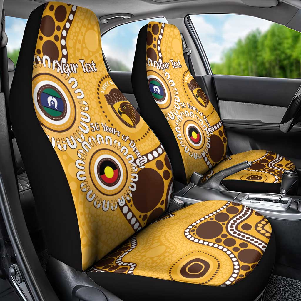 Hawthorn NAIDOC 2026 Personalised Car Seat Cover 50 Years of Deadly Aboriginal Art