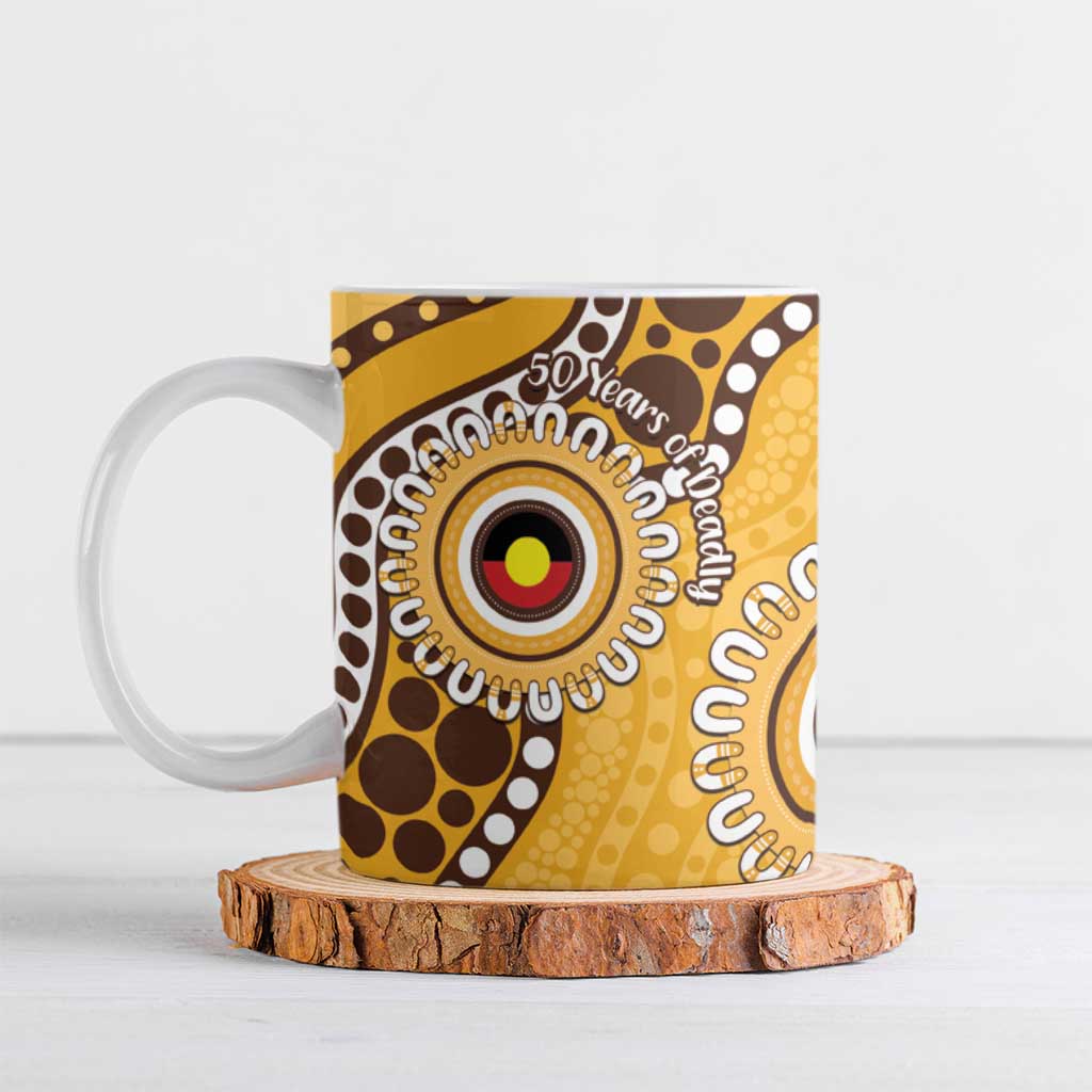 Hawthorn NAIDOC 2026 Personalised Ceramic Mug 50 Years of Deadly Aboriginal Art