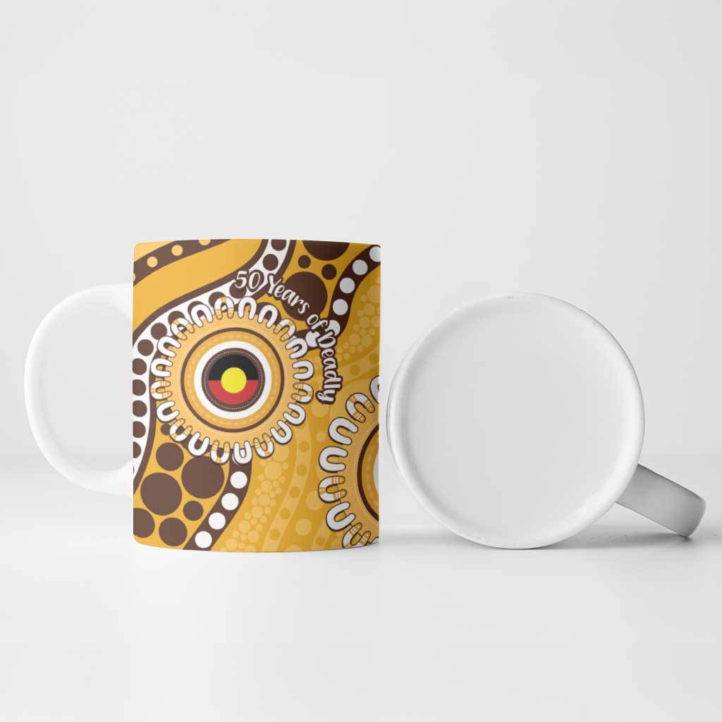 Hawthorn NAIDOC 2026 Personalised Ceramic Mug 50 Years of Deadly Aboriginal Art