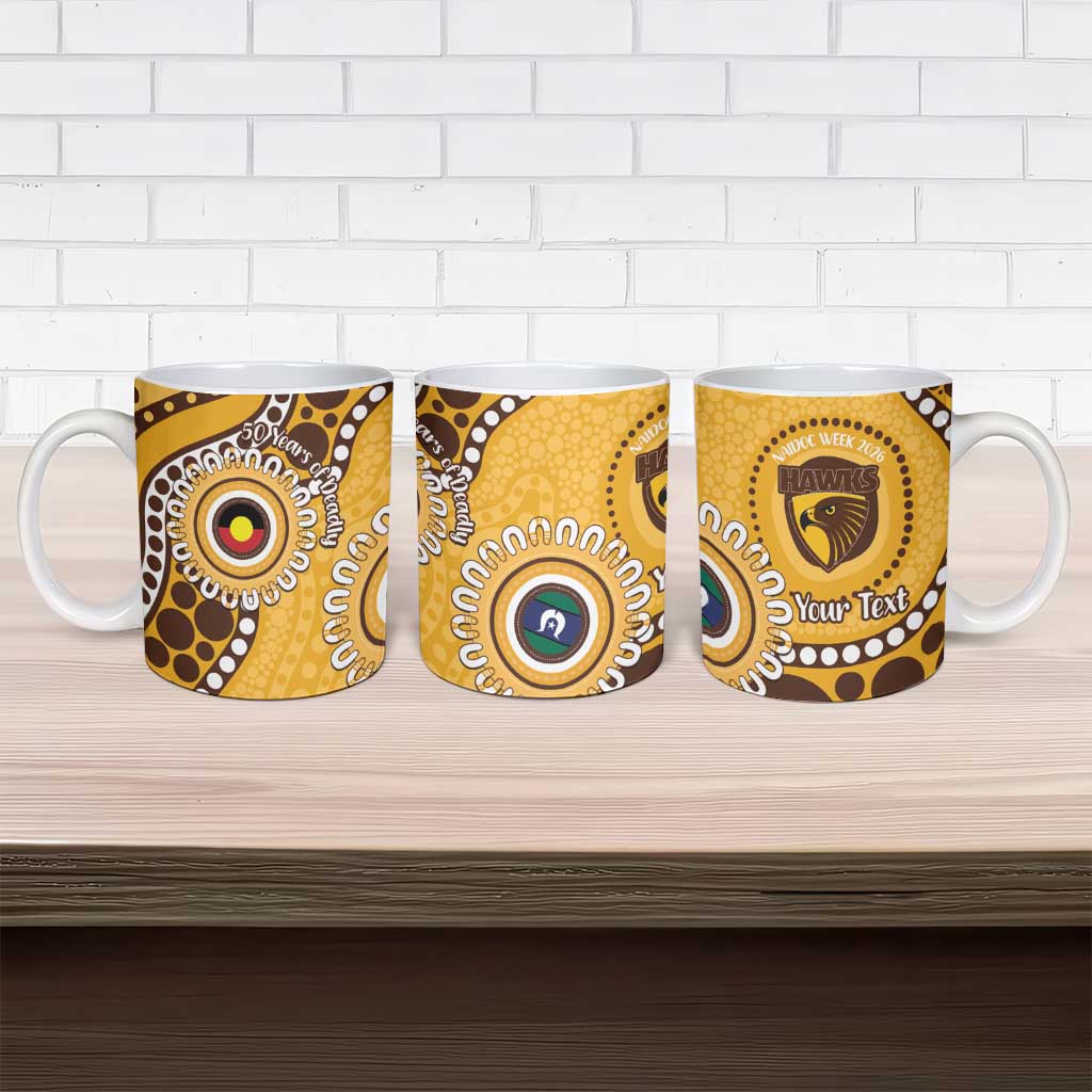 Hawthorn NAIDOC 2026 Personalised Ceramic Mug 50 Years of Deadly Aboriginal Art