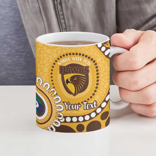 Hawthorn NAIDOC 2026 Personalised Ceramic Mug 50 Years of Deadly Aboriginal Art