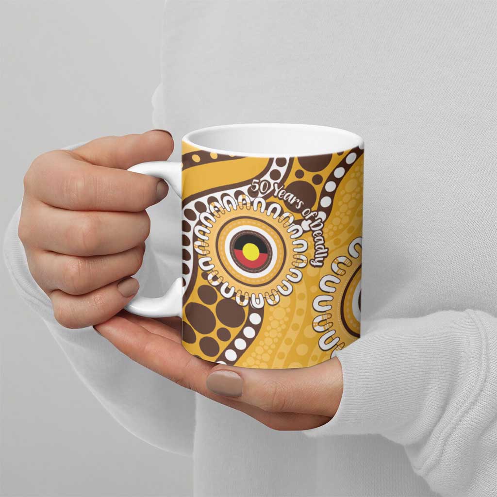 Hawthorn NAIDOC 2026 Personalised Ceramic Mug 50 Years of Deadly Aboriginal Art