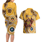 Hawthorn NAIDOC 2026 Personalised Couples Matching Long Sleeve Bodycon Dress and Hawaiian Shirt 50 Years of Deadly Aboriginal Art