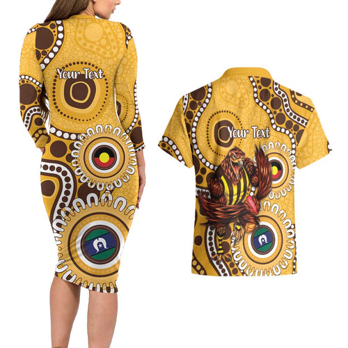 Hawthorn NAIDOC 2026 Personalised Couples Matching Long Sleeve Bodycon Dress and Hawaiian Shirt 50 Years of Deadly Aboriginal Art