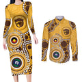 Hawthorn NAIDOC 2026 Personalised Couples Matching Long Sleeve Bodycon Dress and Long Sleeve Button Shirt 50 Years of Deadly Aboriginal Art