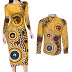 Hawthorn NAIDOC 2026 Personalised Couples Matching Long Sleeve Bodycon Dress and Long Sleeve Button Shirt 50 Years of Deadly Aboriginal Art