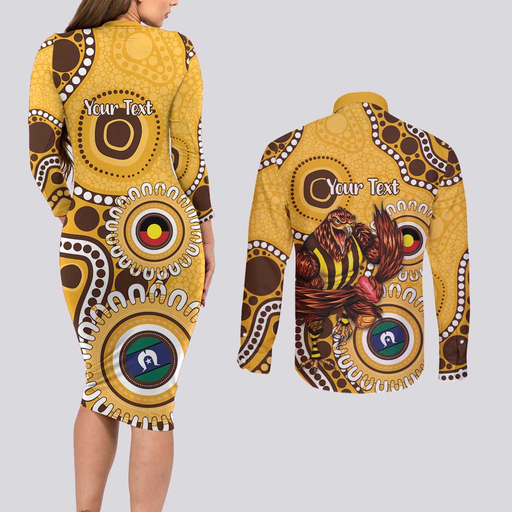 Hawthorn NAIDOC 2026 Personalised Couples Matching Long Sleeve Bodycon Dress and Long Sleeve Button Shirt 50 Years of Deadly Aboriginal Art