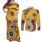 Hawthorn NAIDOC 2026 Personalised Couples Matching Off Shoulder Maxi Dress and Long Sleeve Button Shirt 50 Years of Deadly Aboriginal Art