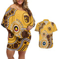 Hawthorn NAIDOC 2026 Personalised Couples Matching Off Shoulder Short Dress and Hawaiian Shirt 50 Years of Deadly Aboriginal Art