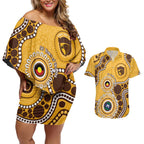 Hawthorn NAIDOC 2026 Personalised Couples Matching Off Shoulder Short Dress and Hawaiian Shirt 50 Years of Deadly Aboriginal Art