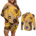 Hawthorn NAIDOC 2026 Personalised Couples Matching Off Shoulder Short Dress and Long Sleeve Button Shirt 50 Years of Deadly Aboriginal Art