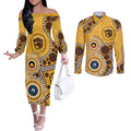 Hawthorn NAIDOC 2026 Personalised Couples Matching Off The Shoulder Long Sleeve Dress and Long Sleeve Button Shirt 50 Years of Deadly Aboriginal Art