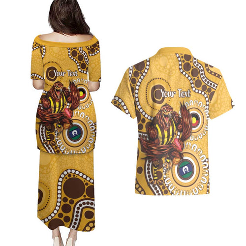 Hawthorn NAIDOC 2026 Personalised Couples Matching Puletasi and Hawaiian Shirt 50 Years of Deadly Aboriginal Art