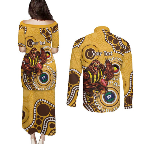 Hawthorn NAIDOC 2026 Personalised Couples Matching Puletasi and Long Sleeve Button Shirt 50 Years of Deadly Aboriginal Art