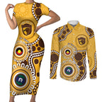 Hawthorn NAIDOC 2026 Personalised Couples Matching Short Sleeve Bodycon Dress and Long Sleeve Button Shirt 50 Years of Deadly Aboriginal Art