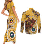 Hawthorn NAIDOC 2026 Personalised Couples Matching Short Sleeve Bodycon Dress and Long Sleeve Button Shirt 50 Years of Deadly Aboriginal Art
