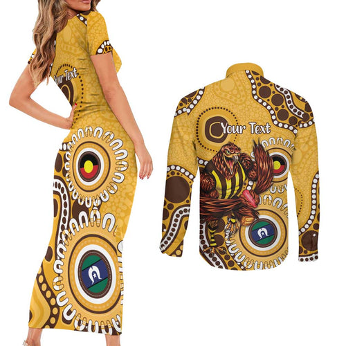 Hawthorn NAIDOC 2026 Personalised Couples Matching Short Sleeve Bodycon Dress and Long Sleeve Button Shirt 50 Years of Deadly Aboriginal Art