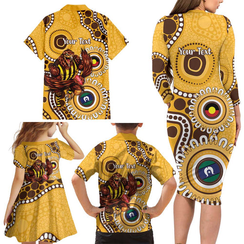 Hawthorn NAIDOC 2026 Personalised Family Matching Long Sleeve Bodycon Dress and Hawaiian Shirt 50 Years of Deadly Aboriginal Art