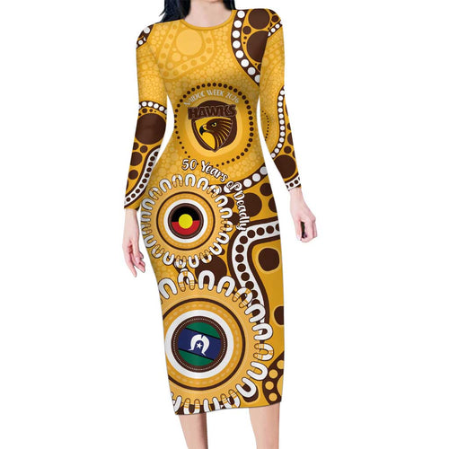 Hawthorn NAIDOC 2026 Personalised Family Matching Long Sleeve Bodycon Dress and Hawaiian Shirt 50 Years of Deadly Aboriginal Art