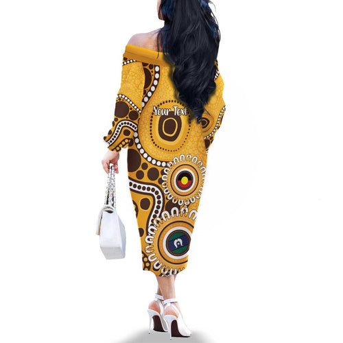 Hawthorn NAIDOC 2026 Personalised Family Matching Off The Shoulder Long Sleeve Dress and Hawaiian Shirt 50 Years of Deadly Aboriginal Art