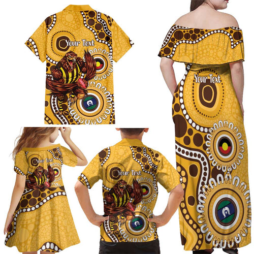 Hawthorn NAIDOC 2026 Personalised Family Matching Off Shoulder Maxi Dress and Hawaiian Shirt 50 Years of Deadly Aboriginal Art
