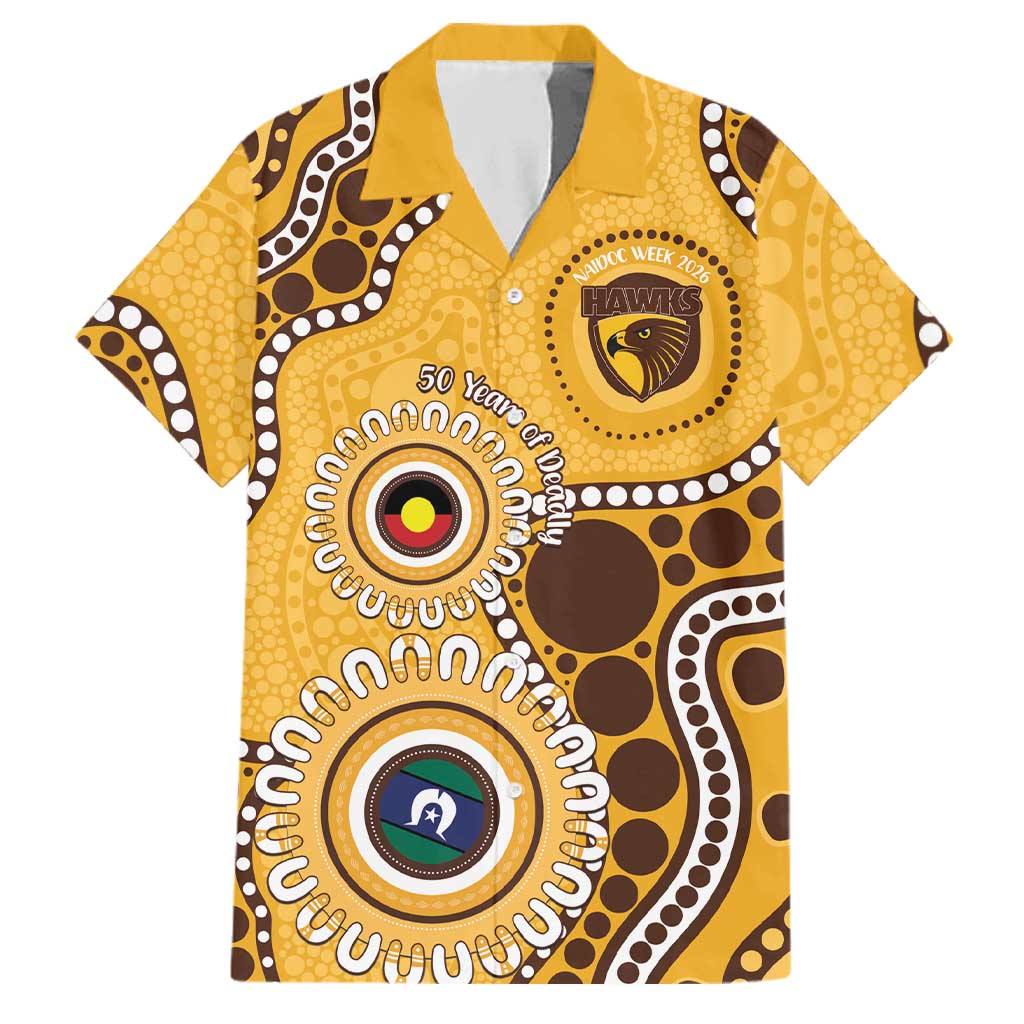 Hawthorn NAIDOC 2026 Personalised Family Matching Off Shoulder Maxi Dress and Hawaiian Shirt 50 Years of Deadly Aboriginal Art