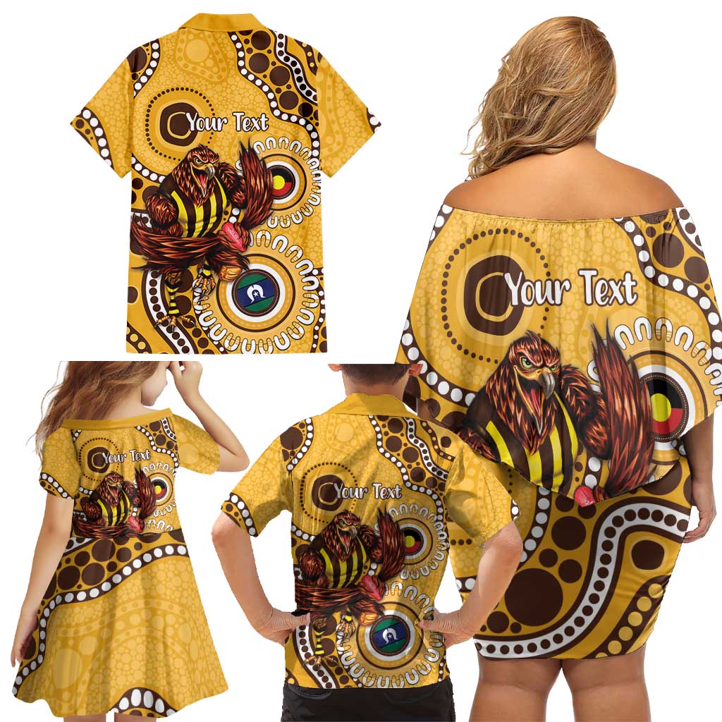 Hawthorn NAIDOC 2026 Personalised Family Matching Off Shoulder Short Dress and Hawaiian Shirt 50 Years of Deadly Aboriginal Art
