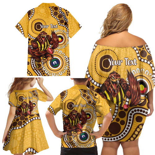 Hawthorn NAIDOC 2026 Personalised Family Matching Off Shoulder Short Dress and Hawaiian Shirt 50 Years of Deadly Aboriginal Art