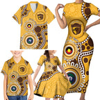 Hawthorn NAIDOC 2026 Personalised Family Matching Short Sleeve Bodycon Dress and Hawaiian Shirt 50 Years of Deadly Aboriginal Art