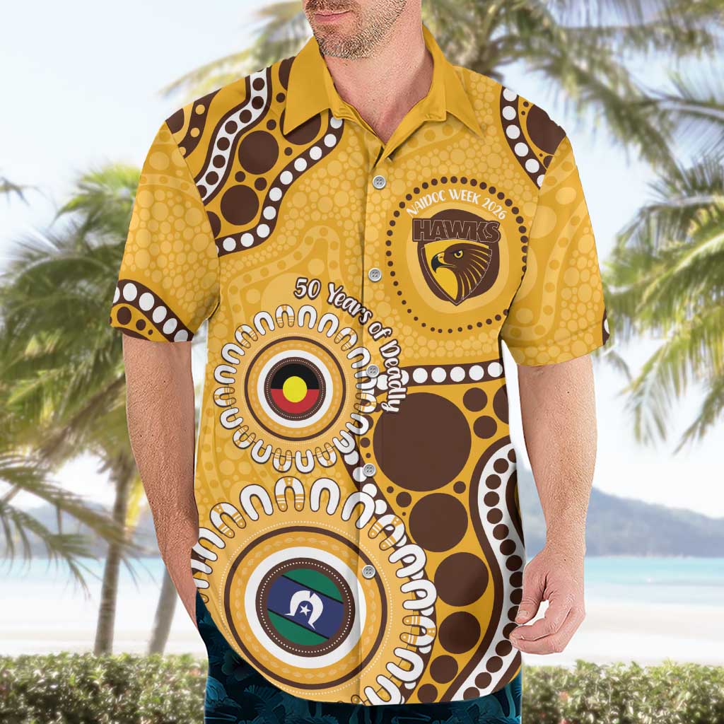 Hawthorn NAIDOC 2026 Personalised Hawaiian Shirt 50 Years of Deadly Aboriginal Art