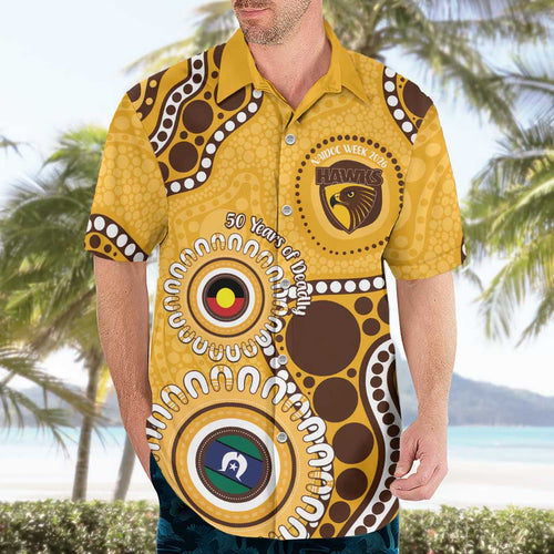 Hawthorn NAIDOC 2026 Personalised Hawaiian Shirt 50 Years of Deadly Aboriginal Art