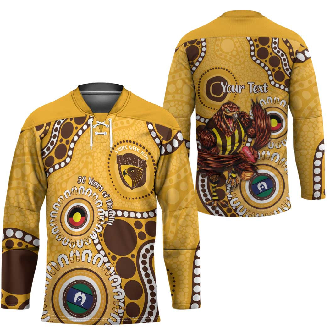 Hawthorn NAIDOC 2026 Personalised Hockey Jersey 50 Years of Deadly Aboriginal Art