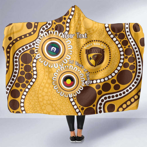 Hawthorn NAIDOC 2026 Personalised Hooded Blanket 50 Years of Deadly Aboriginal Art