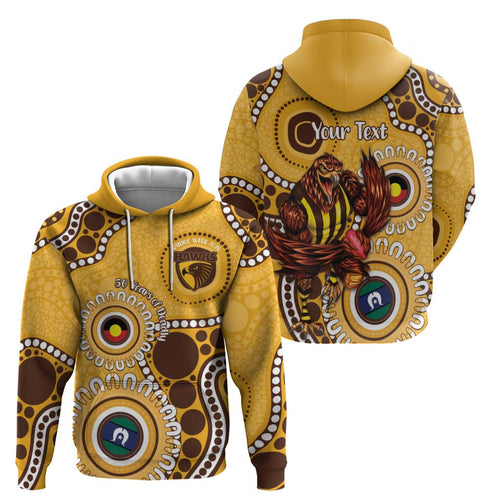 Hawthorn NAIDOC 2026 Personalised Hoodie 50 Years of Deadly Aboriginal Art