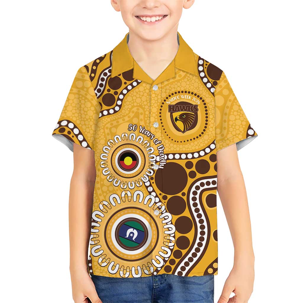 Hawthorn NAIDOC 2026 Personalised Kid Hawaiian Shirt 50 Years of Deadly Aboriginal Art