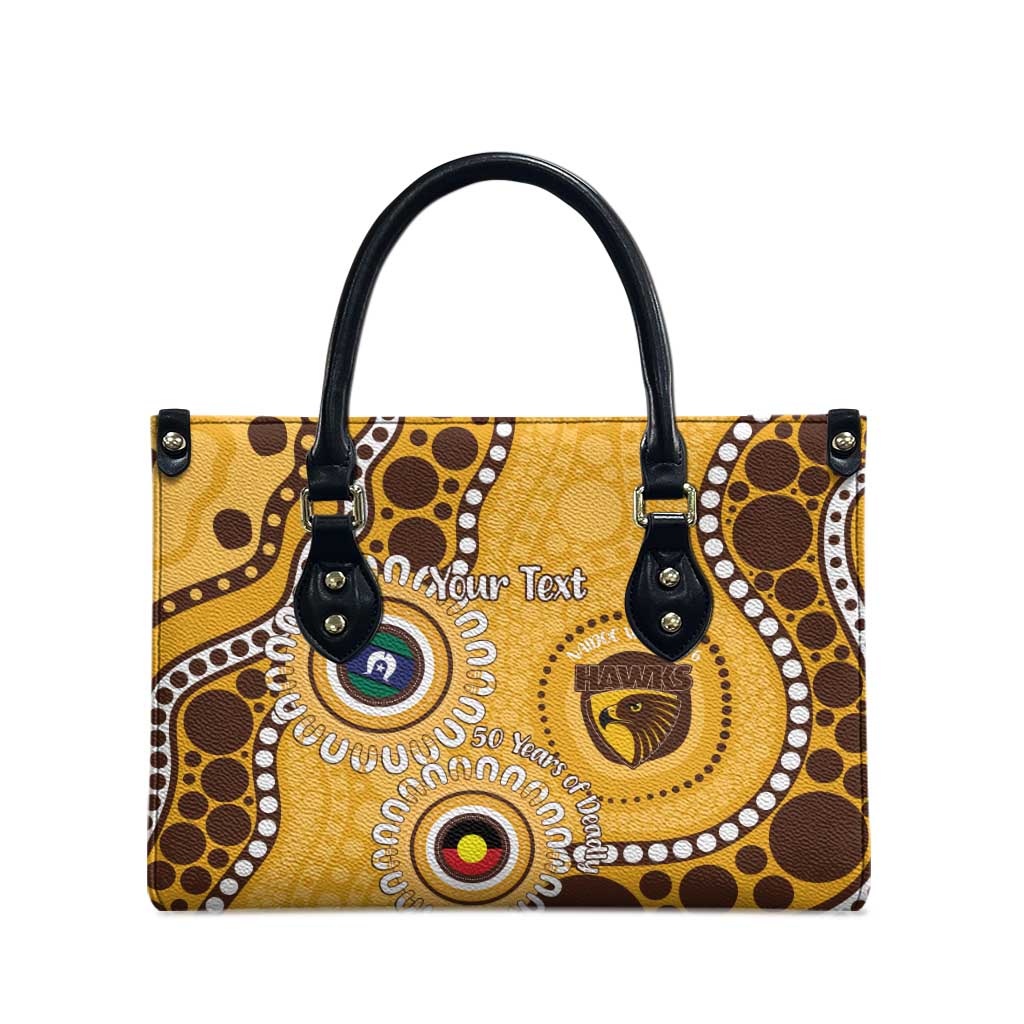 Hawthorn NAIDOC 2026 Personalised Leather Bag 50 Years of Deadly Aboriginal Art